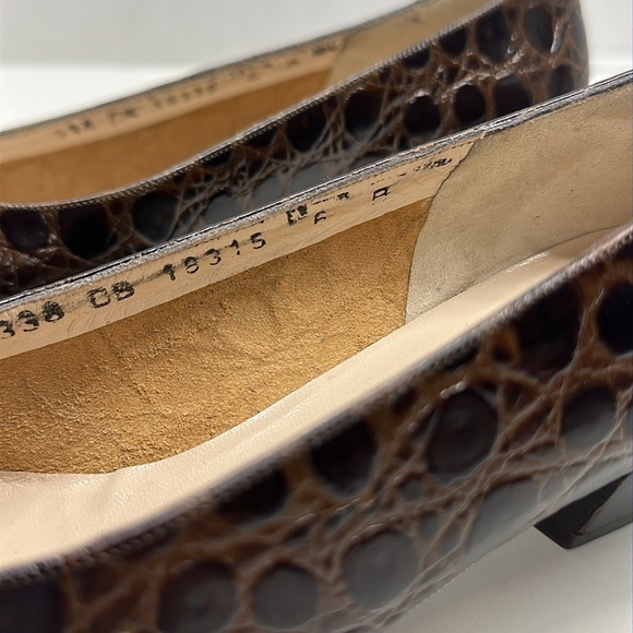 Salvatore Ferragamo Vara Bow Ballet Pumps Shoes Leather Snakeskin Brown Size 6 B - Picture 6 of 10